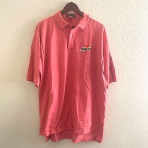 Vintage Gatorade Logo Polo Shirt 100% Cotton Peach Short Sleeve Collared Mens XL